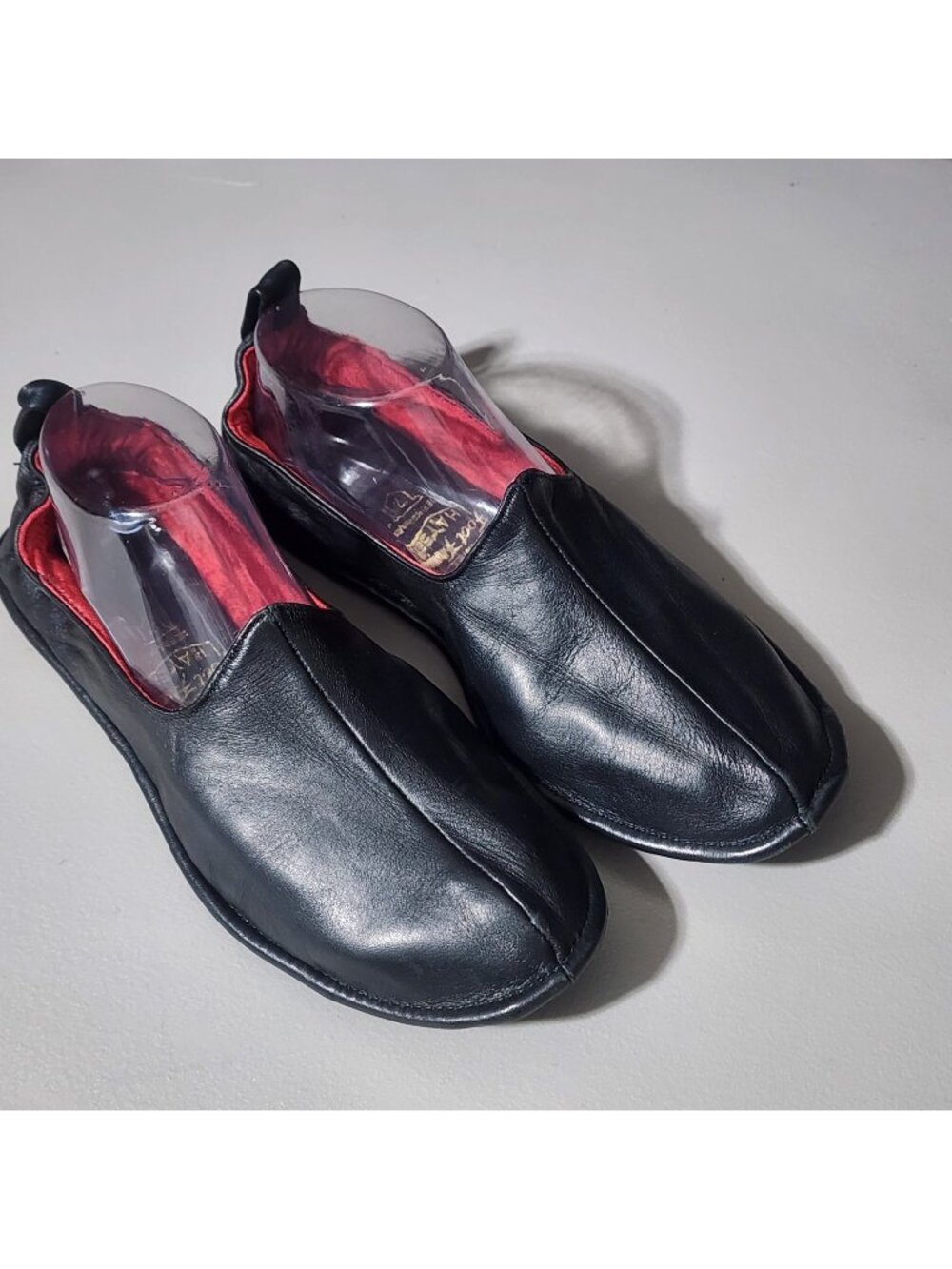 Vintage Daniel Hays Foot Free Deerskin Slippers Women’s 7 Black Red Lining